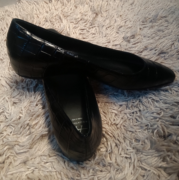 NWOT Aquatalia Marcella Glossy Black Croc-Embossed Leather Loafers - Picture 2 of 6